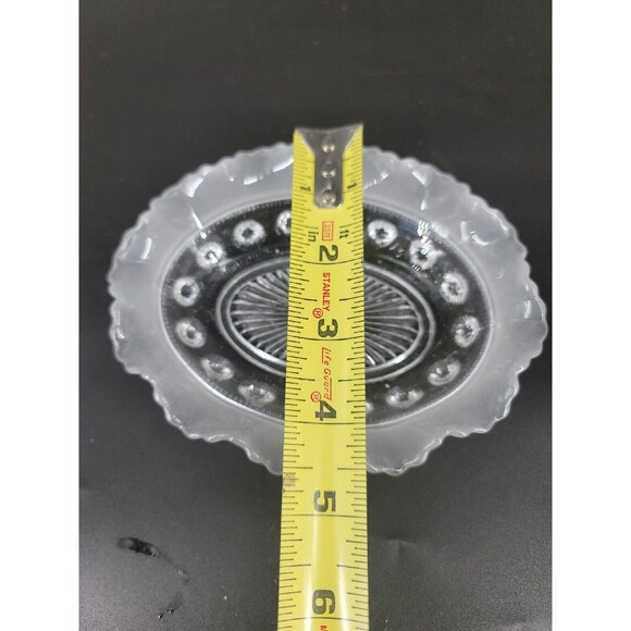 Vintage 1930's Davidson Dish Blackberry Prunt Clear Frosted Ruffled Oval England - Picture 4 of 12